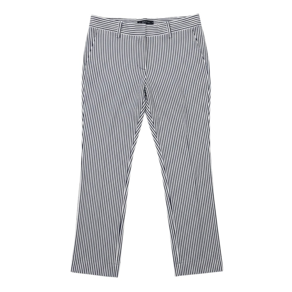 J Crew Pants Womens 4 Blue White Seersucker Striped Straight Leg Ankle Preppy